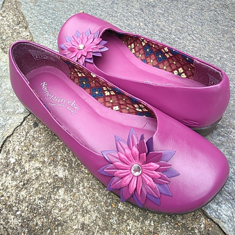 Skechers Somethin' Else Magenta Leather Flats